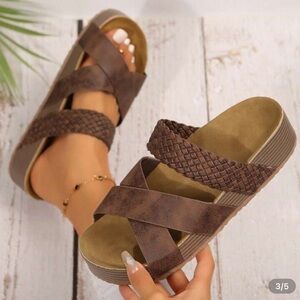 New. Brown Sandals for Women – Soft Cushioned Soles, Casual Warm Weather Wear